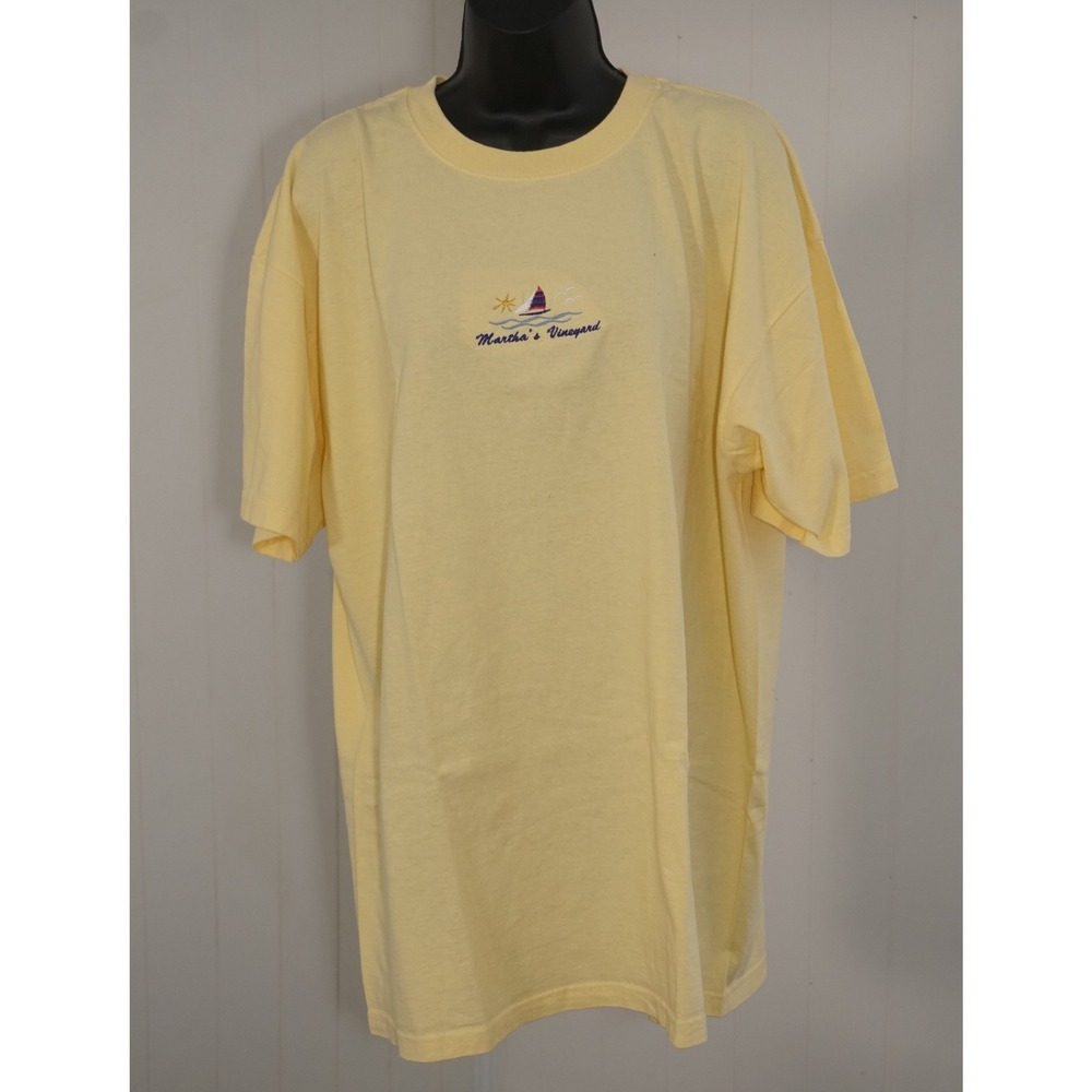 Anvil XL Yellow Martha's Vineyard Embroidered Cotton T-Shirt